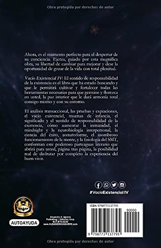 VACÍO EXISTENCIAL IV: El sentido de la responsabilidad de la existencia (Spanish Edition)